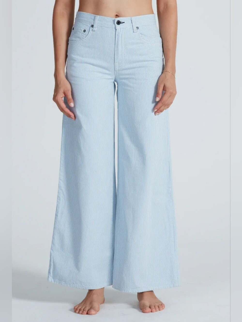 ASKK NY Atomic Wide Leg Blue Stripe Pants Size 27 NWT